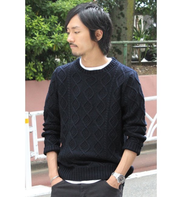WARREN SCOTT×JS INDIGO CABLE/ウォーレンスコット ケーブルニット