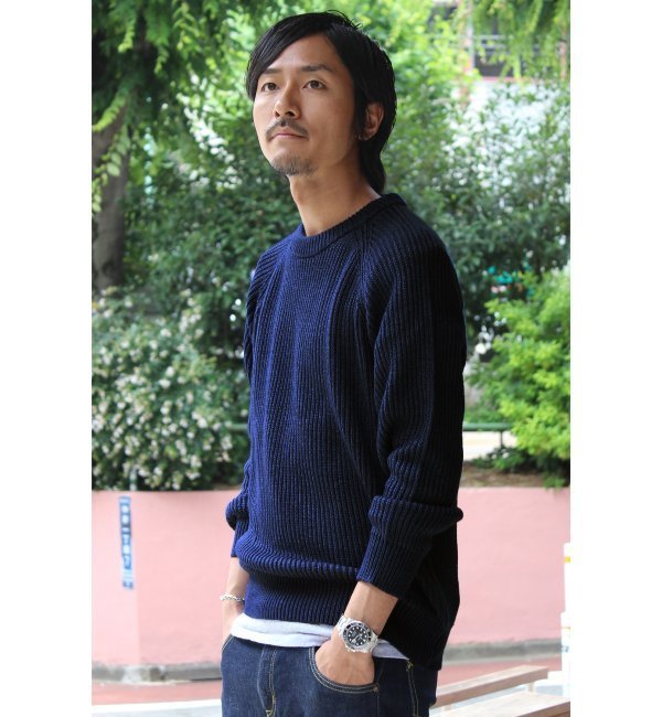 WARREN SCOTT×JS INDIGO RIB/ウォーレンスコット リブニット
