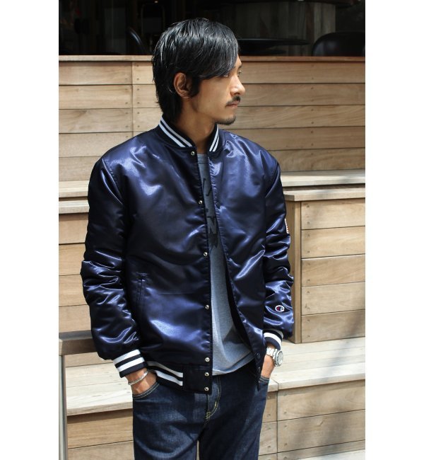 Champion JS別注 NYLON SATIN ベースボールジャケット