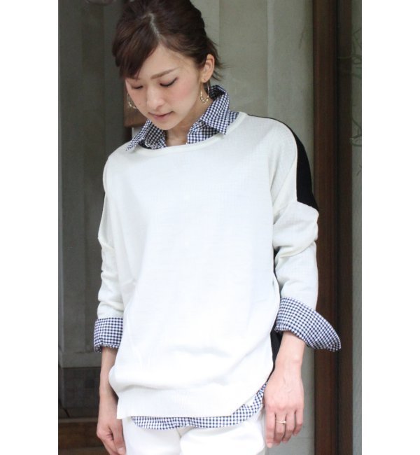WASHABLE バイカラーワイドプルオーバー