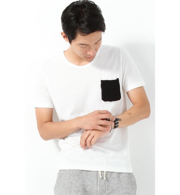 ケーブルニットポケットTシャツ