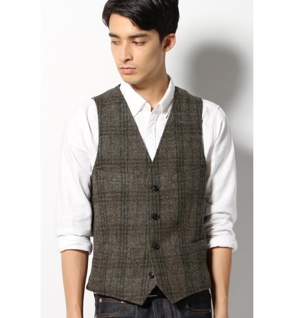 HARRIS DARK/CH VEST/ハリスツイード ダークチェックベスト