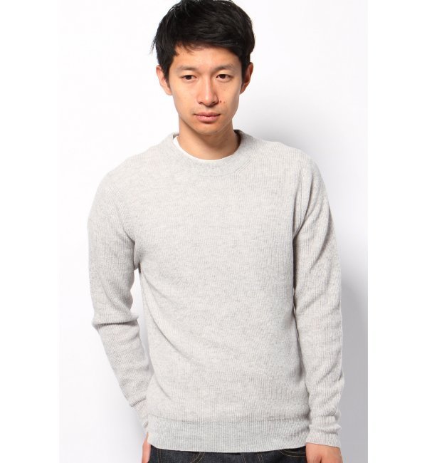 ITALY/WOOL ミニ畔編みクルーネックニット
