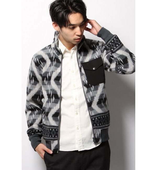 BLANKET JAQUARD RETRO ZIP CARDIGAN/ブランケットジャガード レトロブルゾン