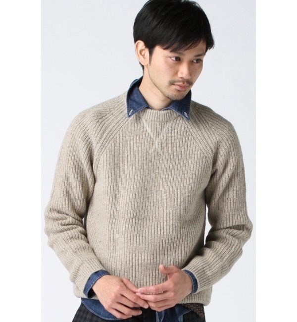 SHETLAND / シェットランドラム 畦編み クルーネックニット