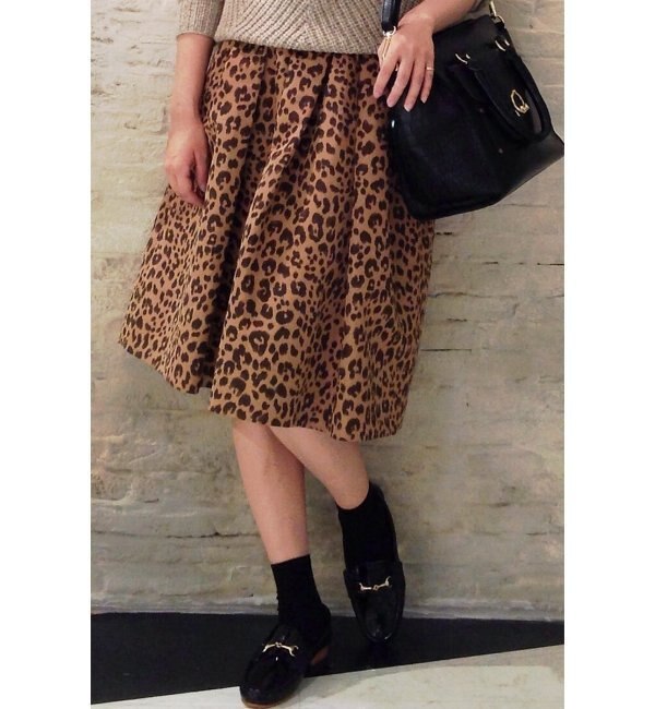 LEOPARD GROSGRAIN ギャザースカート