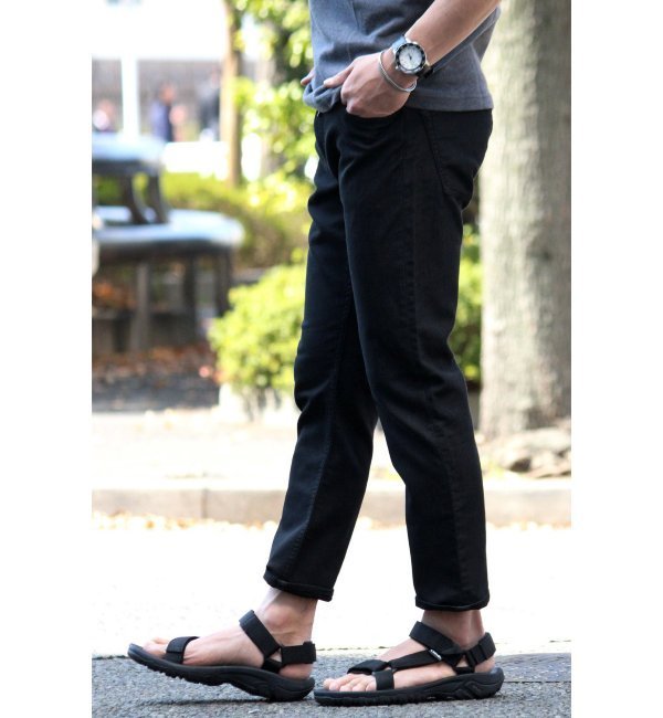 ブラックデニムストレッチスウェットパンツ