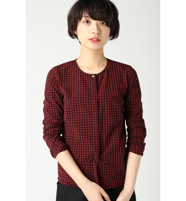【ROSEanna/ロゼアンナ】チェックストレッチクルーシャツ