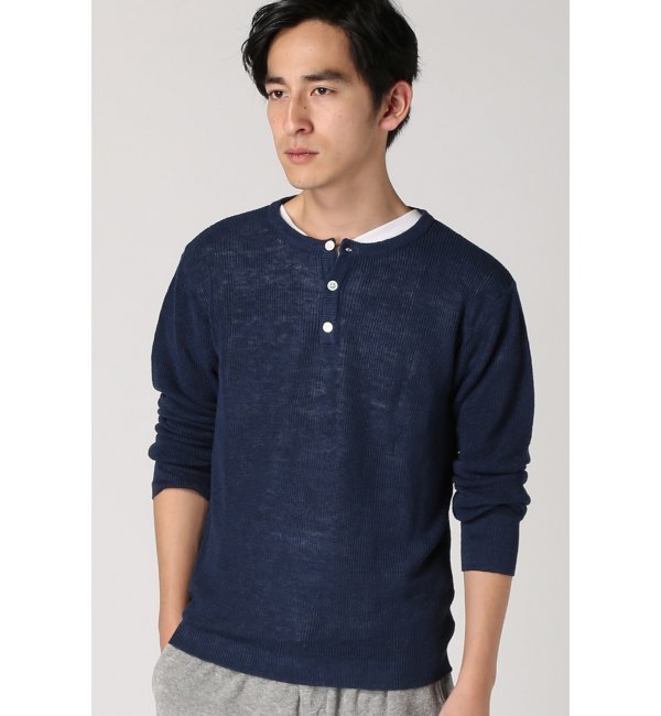 【ジャーナルスタンダード/JOURNAL STANDARD】 畔編みフレンチリネンヘンリーネックニット [3000円(税込)以上で送料無料]