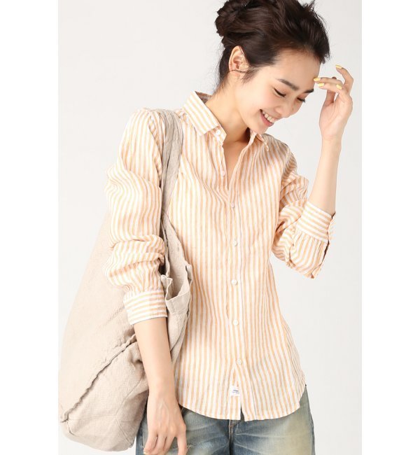 RE-LINEN ストライプレギュラーシャツ