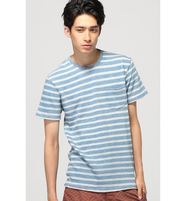 【ジャーナルスタンダード/JOURNAL STANDARD】 FAHERTY BRAND / ファリティブランド: Indigo Printed Tee(border) / Tシャツ [送料無料]