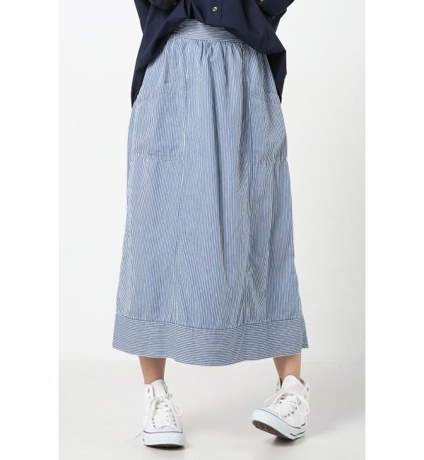 テンセルコットンインディゴストライプ スカート