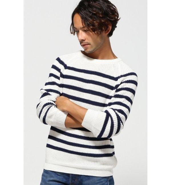 【ジャーナルスタンダード/JOURNAL STANDARD】 LE TROYES / ルトロア:CREW NECK KNIT STRIPE [送料無料]