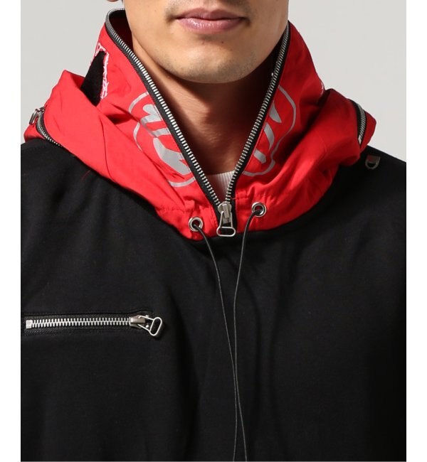 hoodie black red