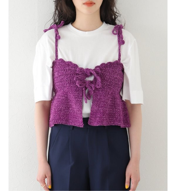 GANNI / ガニー】 Velvet Crochet Bandeau Strap Top：ビスチェ