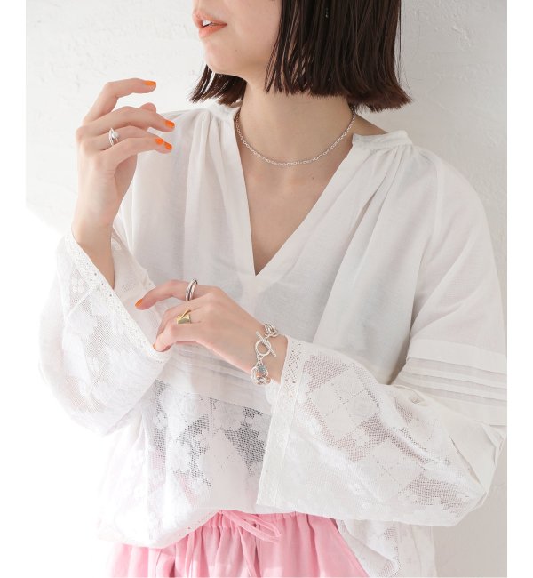 【SARA MALLIKA/サラマリカ】C.LINEN JOINT LACE TOP：ブラウス