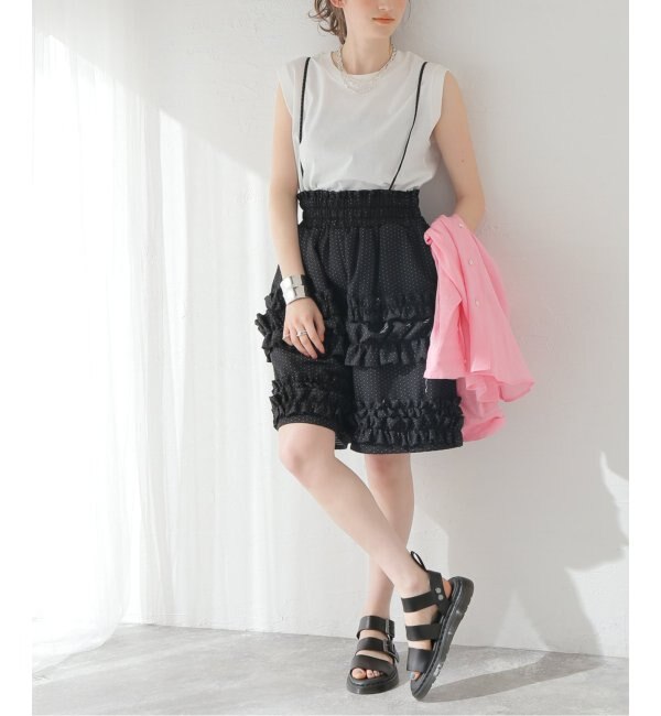 【HOLIDAY/ホリデイ】 RUFFLE STRAP CULOTTES PANTS：パンツ