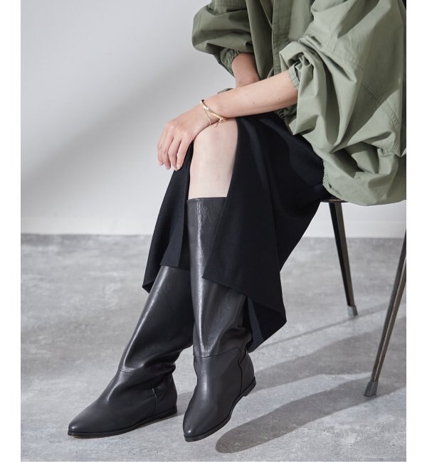 別注》【VINILO/ヴィニーロ】WEDGE HEEL LONG BOOTS：ロングブーツ