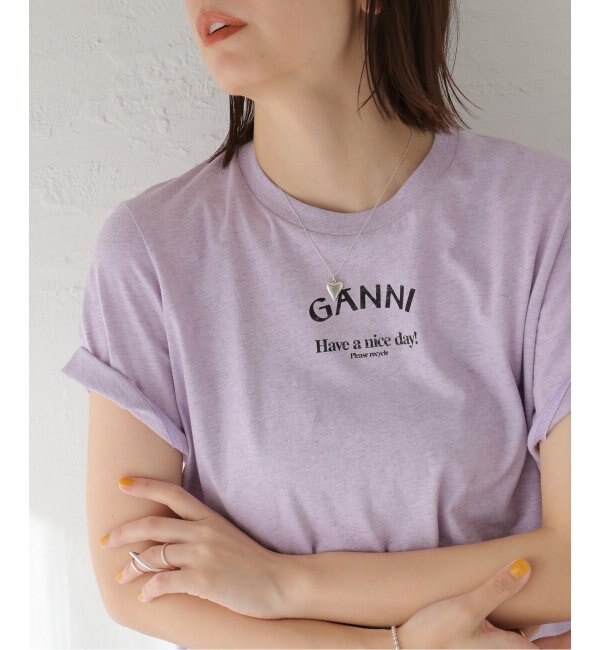 【GANNI / ガニー】Thin Jersey Relaxed O-neck T-shirt：カットソー