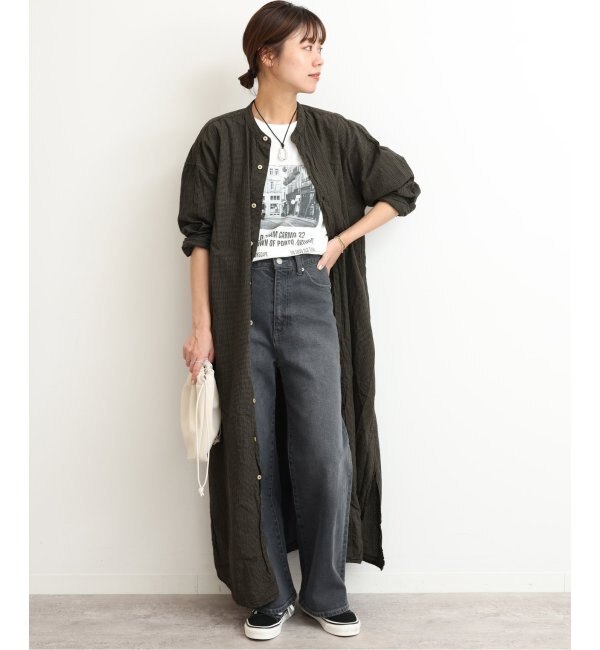 【ARMEN/アーメン】UTILITY BANDED COLLAR MAXI SHIRT