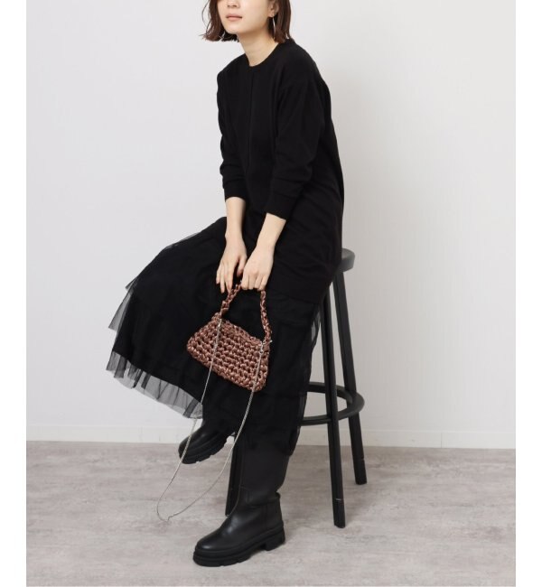 TORRAZZO DONNA/トラッゾドンナ】Knit Tunic x tulle OP：ワンピース