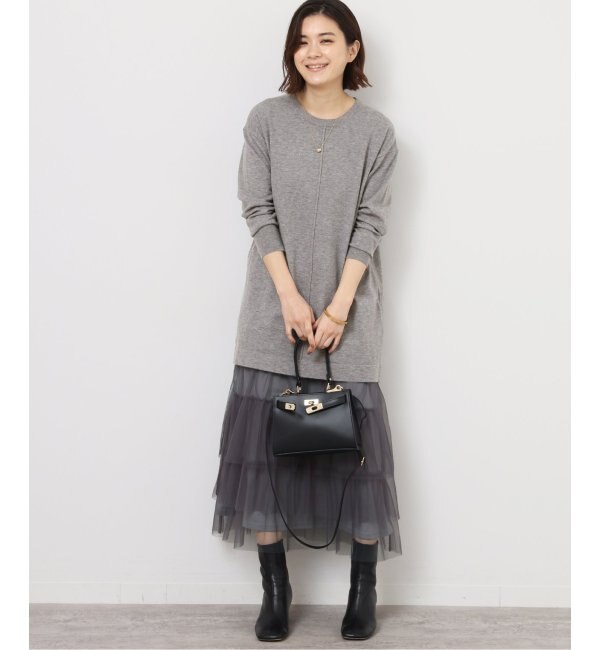 TORRAZZO DONNA/トラッゾドンナ】Knit Tunic x tulle OP：ワンピース