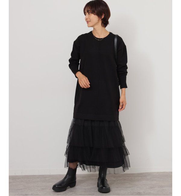 TORRAZZO DONNA/トラッゾドンナ】Knit Tunic x tulle OP：ワンピース