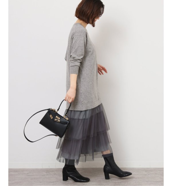 TORRAZZO DONNA/トラッゾドンナ】Knit Tunic x tulle OP：ワンピース