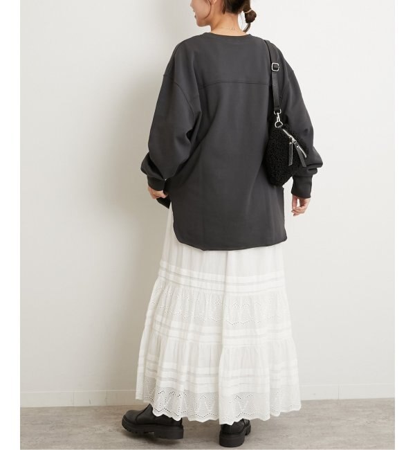 コットンボイルタック刺繍ロングスカート