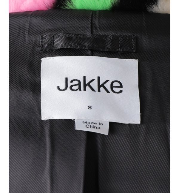 【JAKKE/ジャッキー】TRACI COAT MULTI STRIPE：フェイクファーコート