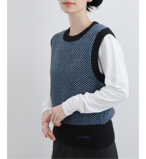【GANNI / ガニー】Graphic 2-Tone Vest：ベスト