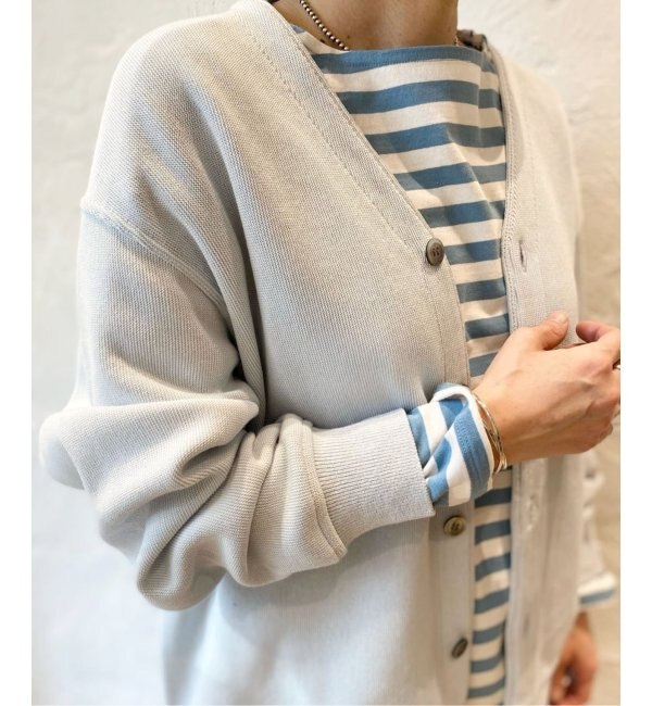 【YONETOMI NEW BASIC】GIMA COTTON KNIT C/D：ニットカーディガン