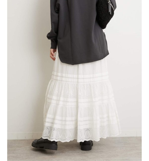 《WEB限定追加予約3》コットンボイルタック刺繍ロングスカート