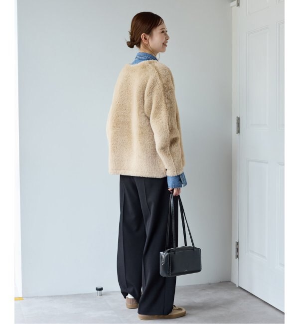 ダブルフェイスフェザークルーネックカーディガン|JOURNAL