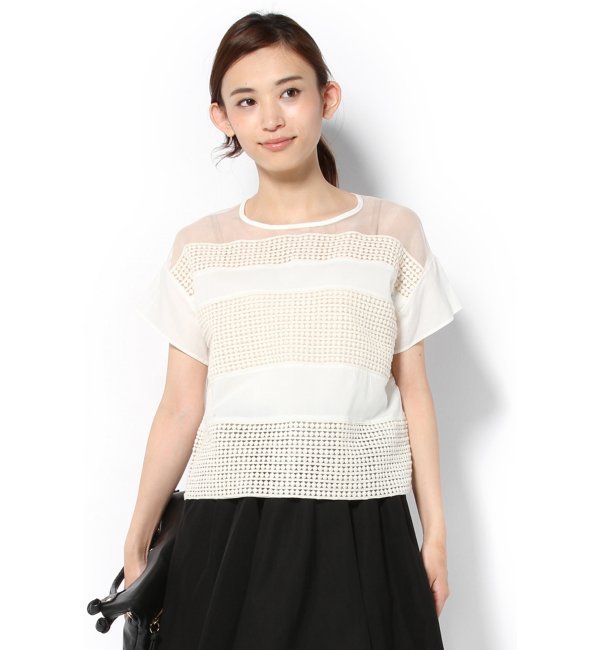 【LOOKBOOK7月掲載】60/-ローン*ドットレース クロップBL