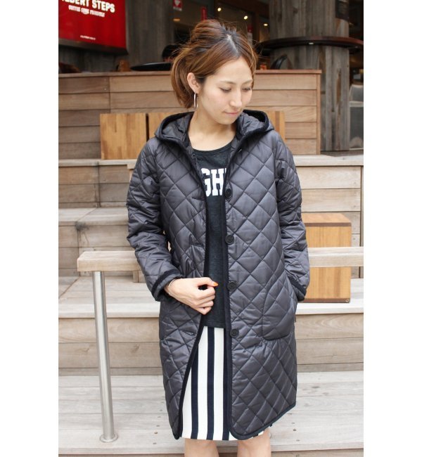 LAVENHAM ナイロンフードロングコート