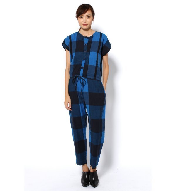 acejig indigo check coverall