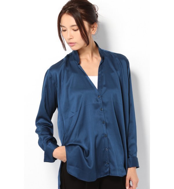 Petruccioli シルクスタンドカラーSH