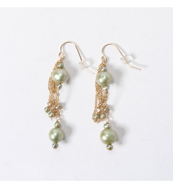 RAFIAパールロングピアス