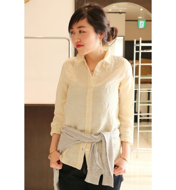 フレンチリネン ロンストレギュラーシャツ