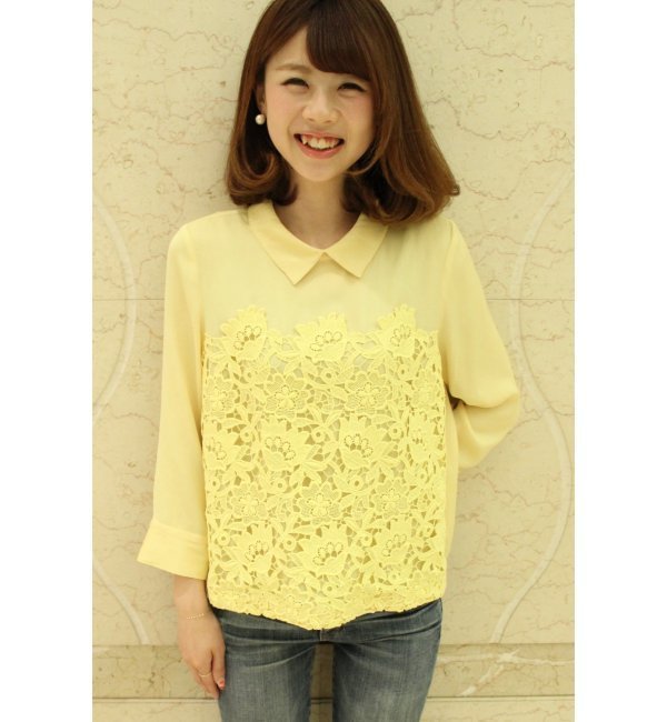 【スピック アンド スパン/Spick ＆ Span】 襟つきケミカルレース ブラウス [送料無料]