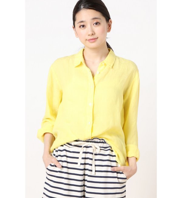 120%Lino セイヒンゾメ ムジ レギュラーシャツ