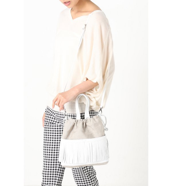 LANZETTI リネン2WAYフリンジBAG