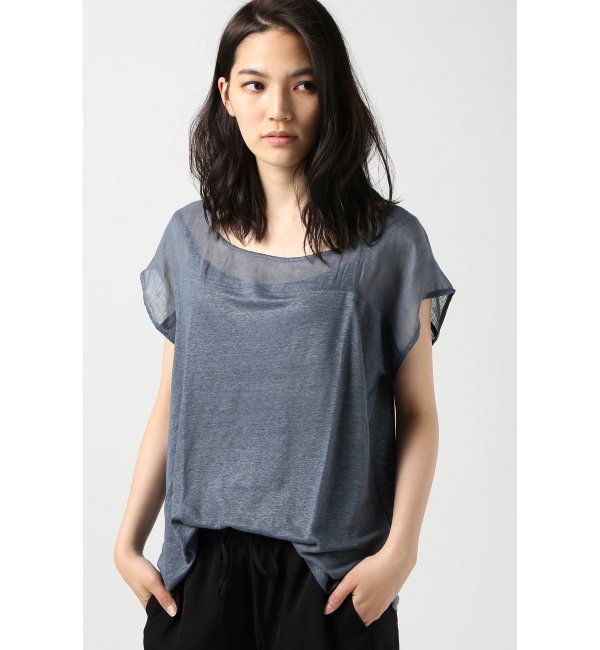 majesticリネンコンビプルオーバー