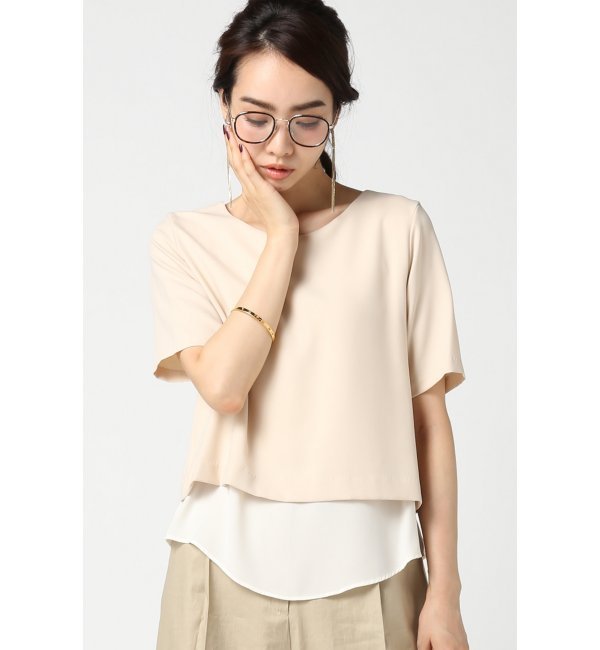 5分袖 レイヤードブラウス