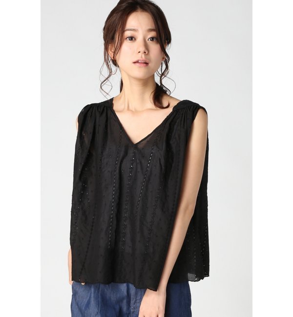 【スピック アンド スパン/Spick ＆ Span】 80/-ローンカットワーク ノースリ ブラウス [送料無料]