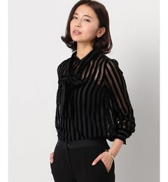 【スピック＆スパン/Spick ＆ Span】 ストライプベルベットブラウス [送料無料]
