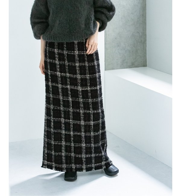 【6万円】VALENTINO チェックツイード　デザイン　スカート