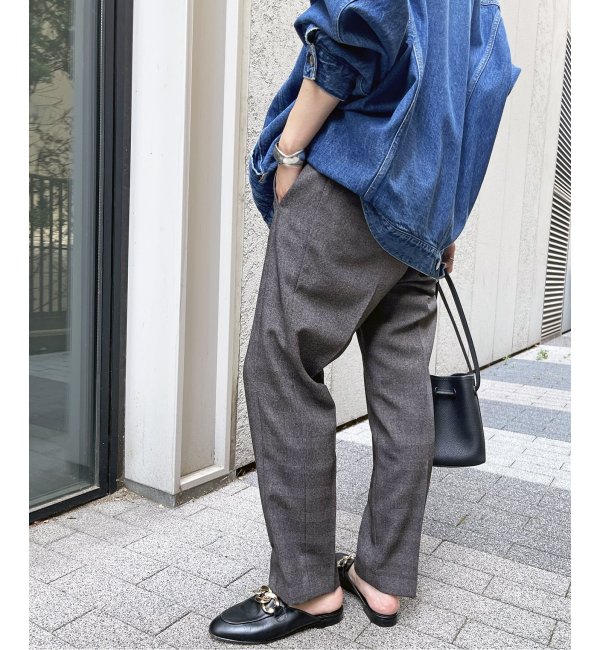 Spick and Span フェイクウールテーパードパンツ-