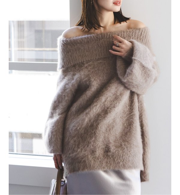 ニット 「NOBLE×L'AUBE BLANC」FOX/カシミヤオフショルダーニット レディース